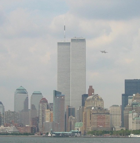 Photo:  Before the 1st plane hit the WTC tower.You can see it off to the right.